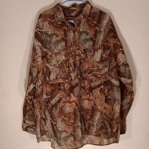 REMINGTON Mens Nylon Button Up Long Sleeve  REALTREE Camo Hiking Shirt Size 2XL